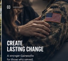 Service member holding American flag